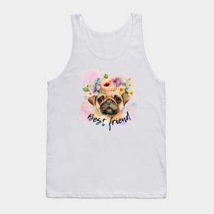 Beautiful, sweet, watercolor,colorful pug best friend Tank Top